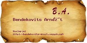Bendekovits Arnót névjegykártya
